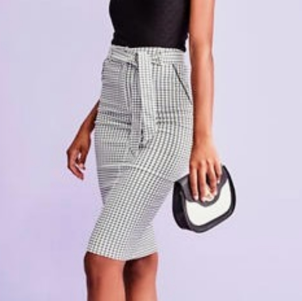 Classic Black and White Pencil Skirt